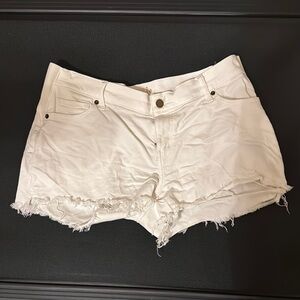 Women's White Distressed Denim Shorts